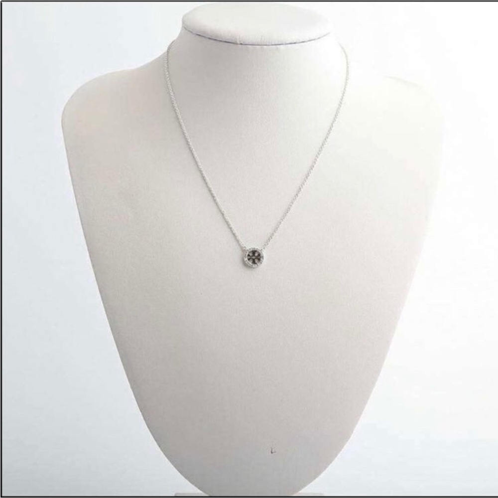 Tory Burch Crystal Logo Circle Necklace - Picture 2 of 7